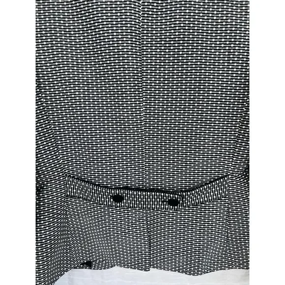 Talbots Black White Patterned Blazer Button Notched Lapel Front Pockets Size 10 - Picture 7 of 13